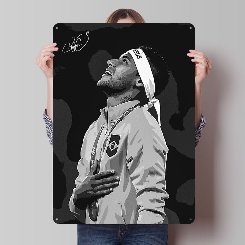 Vintage Gaming Accessories - Neymar Jr. Portrait Poster Customized Vintage