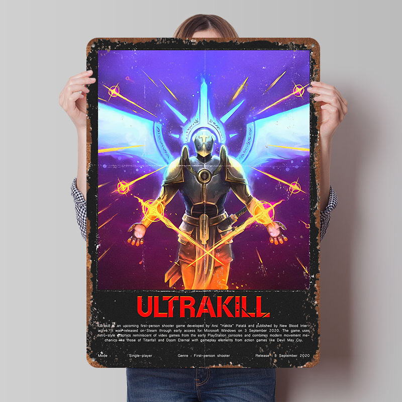 Vintage Gaming Accessories - Ultrakill Game Metal Poster Custom Wall
